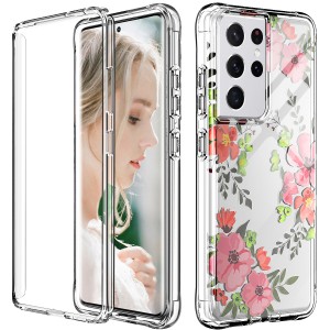 Samsung Galaxy S21 Ultra 6.8 inches Case,with Built-in Screen Protector, Full Body 360°Protective Shockproof Dual Layer Anti-Scratch Soft TPU Cover, For Samsung S21 Ultra