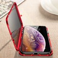 iPhone XR 6.1 inch Case,Anti-Peeping Clear Double Sided Tempered Glass[Built-in Privacy Screen Protector][Magnet Absorption Metal Frame] Anti-spy Case