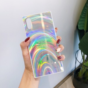 Samsung Galaxy A21 Case,Slim Psychedelic Holographic Gradient Iridescent Sparkle Shiny Soft TPU Bumper Hard Back Protective Cover, For Samsung A21