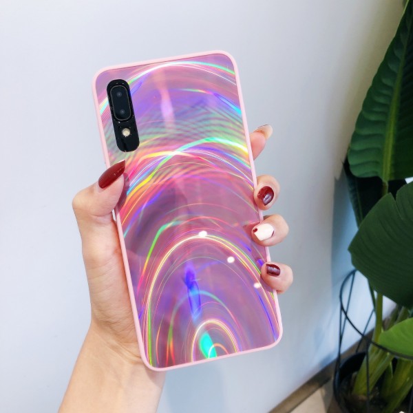 Samsung Galaxy A50 Case,Slim Psychedelic Holographic Gradient Iridescent Sparkle Shiny Soft TPU Bumper Hard Back Protective Cover