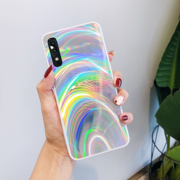 Samsung Galaxy A70 Case,Slim Psychedelic Holographic Gradient Iridescent Sparkle Shiny Soft TPU Bumper Hard Back Protective Cover