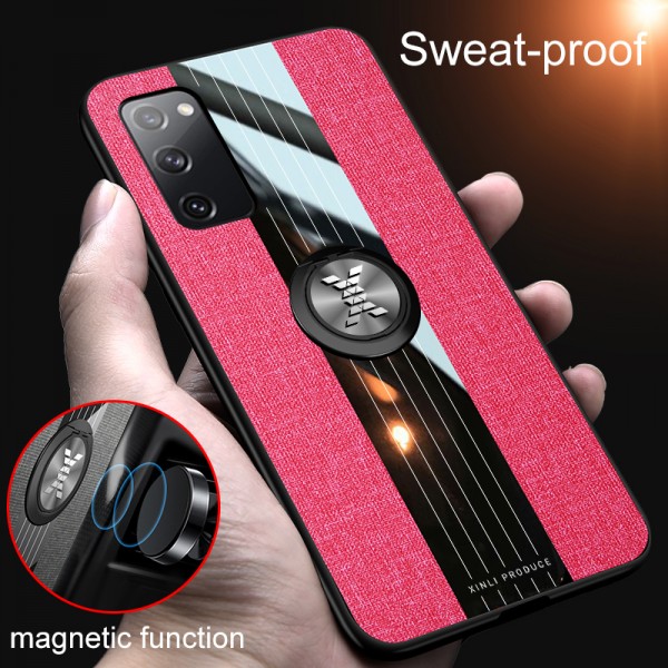 Samsung Galaxy S20 FE (6.5 inches) Case,Slim Ring Holder Rubber Bumper Car Magnetic Leather Kickstand Shockproof Back Cover