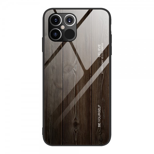 iPhone 12 Mini  (5.4 inches) 2020 Release Case,Wood Grain Patterned Slim Tempered Galaxy Back Shockproof Rubber Protective Cover