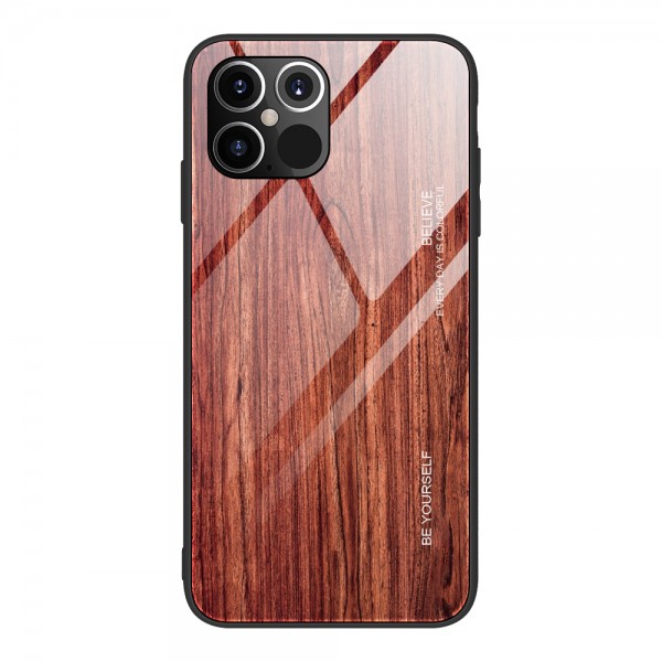 iPhone 12 Mini  (5.4 inches) 2020 Release Case,Wood Grain Patterned Slim Tempered Galaxy Back Shockproof Rubber Protective Cover