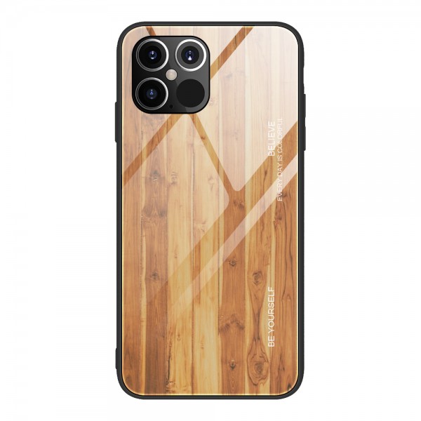 iPhone 12 (6.1 inches) 2020 Release& 12 Pro (6.1 inches) 2020 Release Case,Wood Grain Patterned Slim Tempered Galaxy Back Shockproof Rubber Protective Cover