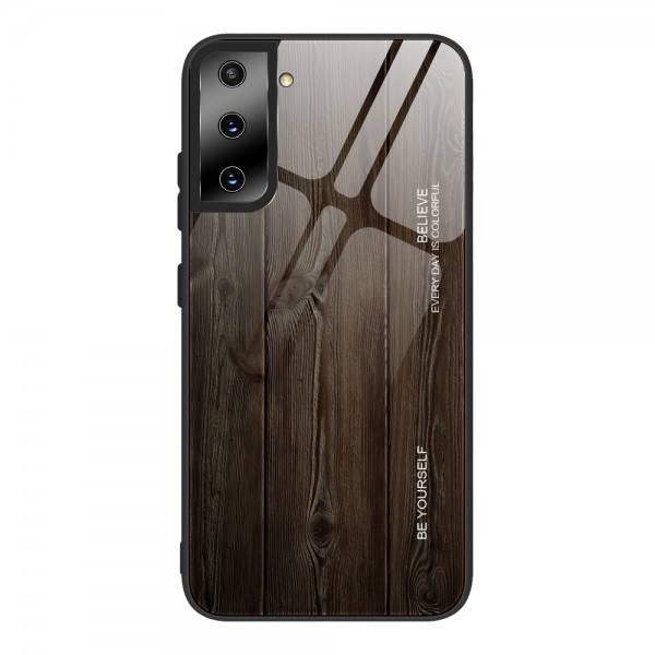 Samsung Galaxy S21 6.2 inches,Wood Grain Patterned Slim Tempered Galaxy Back Shockproof Rubber Protective Cover