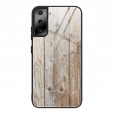 Samsung Galaxy S21 6.2 inches,Wood Grain Patterned Slim Tempered Galaxy Back Shockproof Rubber Protective Cover