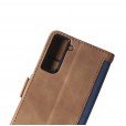 Samsung Galaxy S21 6.2 inches Case,Retro PU Leather Flip with Cards Slots Folding Stand Full Protection Hand Wrist Strap Cover