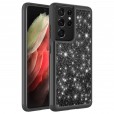 For LG Stylo 6 2020 Released Bling Glitter 2 in 1 Design Case Shockproof Rubber Hard PC Protector Cover (Without Screen Protector Film) ,Black
