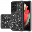 For LG Stylo 6 2020 Released Bling Glitter 2 in 1 Design Case Shockproof Rubber Hard PC Protector Cover (Without Screen Protector Film) ,Black