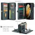 Samsung Galaxy S21 6.2 inches Case,Matte Multi-function Zipper Leather Wallet Case Detachable Magnetic Flip Kickstand Cover
