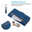Leather Flip Zipper Purse Wallet Case Cover Built-in 9 Card Slots 