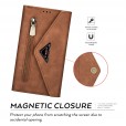 Samsung Galaxy A10E & A20 E Case,Retro Magnetic Leather Crossbag Card Holder Wallet Zipper Pocket Flip Kickstand with Wrist Strap / Shoulder Strap Phone Cover