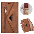 Samsung Galaxy A51 5G 6.5 inches Case,Retro Magnetic Leather Crossbag Card Holder Wallet Zipper Pocket Flip Kickstand with Wrist Strap / Shoulder Strap Phone Cover