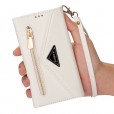 Samsung Galaxy A70 Case,Retro Magnetic Leather Crossbag Card Holder Wallet Zipper Pocket Flip Kickstand with Wrist Strap / Shoulder Strap Phone Cover