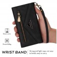 iPhone11 Pro 5.8 Inches 2019 Case,Retro Magnetic Leather Crossbag Card Holder Wallet Zipper Pocket Flip Kickstand with Wrist Strap / Shoulder Strap Phone Cover