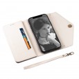 Samsung Note10 Plus/Note10 Plus 5G Case,Retro Magnetic Leather Crossbag Card Holder Wallet Zipper Pocket Flip Kickstand with Wrist Strap / Shoulder Strap Phone Cover