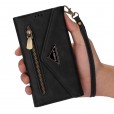 Samsung Galaxy Note9 Case,Retro Magnetic Leather Crossbag Card Holder Wallet Zipper Pocket Flip Kickstand with Wrist Strap / Shoulder Strap Phone