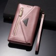 Samsung Galaxy S21 6.2 inches inches Case,Retro Magnetic Leather Crossbag Card Holder Wallet Zipper Pocket Flip Kickstand with Wrist Strap / Shoulder Strap Phone Cover