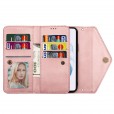 Samsung Galaxy S21 6.2 inches inches Case,Retro Magnetic Leather Crossbag Card Holder Wallet Zipper Pocket Flip Kickstand with Wrist Strap / Shoulder Strap Phone Cover