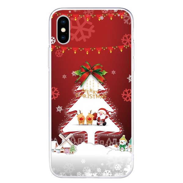 iPhone Xs Max 6.5 inches Case,Merry Christmas Pattern Case Silcione Clear Protective Shockproof Cover