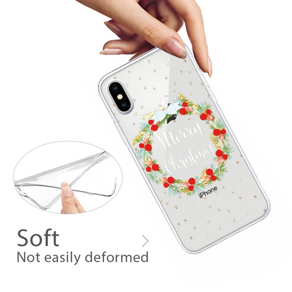 iPhone XR 6.1 inches Case,Merry Christmas Pattern Case Silcione Clear Protective Shockproof Cover