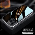 Metal Bumper Tempered Glass Back Cover Case