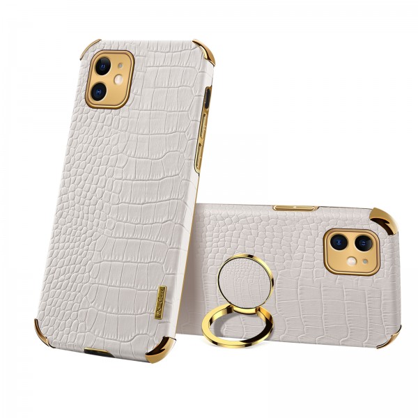 iPhone 11 6.1 inches 2019 Case,luxury Crocodile Pattern Leather Slim Ring Stand Holder Car Magnetic Cover