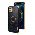 iPhone 12 (6.1 inches) 2020 Release Case,luxury Crocodile Pattern Leather Slim Ring Stand Holder Car Magnetic Cover