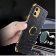 iPhone 12 (6.1 inches) 2020 Release Case,luxury Crocodile Pattern Leather Slim Ring Stand Holder Car Magnetic Cover