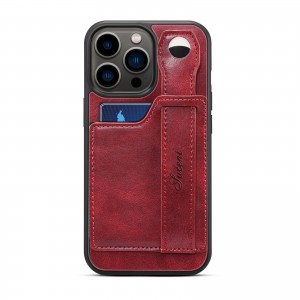 PU Leather Wallet Stand with Hand Strap Case Cover, For iphone 13 Pro Max