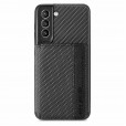 For Samsung S21 Fabric Kickstand Card Photo Slot Shockproof Case