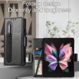 For Samsung Galaxy Z Fold 3 5G Cover 2021, Premium PU Leather + PC Frame Shockproof Anti-Drop Fold Kickstand Wallet Card Holder Case with Pen Holder