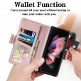 For Samsung Galaxy Z Fold 3 5G Cover 2021, Premium PU Leather + PC Frame Shockproof Anti-Drop Fold Kickstand Wallet Card Holder Case with Pen Holder