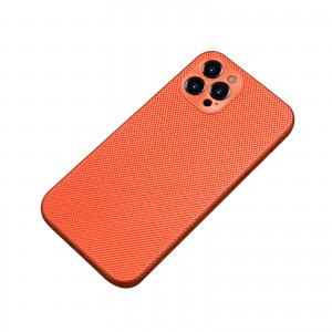 PU Leather Nylon Hybrid Shockproof Slim Back Matte Phone Case Cover, For iphone 14 pro max