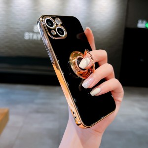 Diamond Ring Portable Shockproof Plating Case Cover, For IPhone 11 Pro