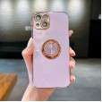 Diamond Ring Portable Shockproof Plating Case Cover