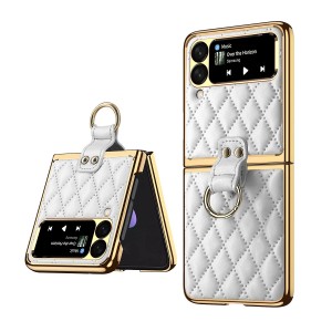 PU Leather Plating PC Shockproof Case Ring Stand, For Samsung ZFold4