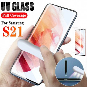 Samsung Galaxy S21 Ultra 6.8 inches Screen Protector, UV Liquid Light Glue HD Tempered Glass Fingerprint unlock, For Samsung S21 Ultra