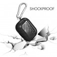 AirPods Pro/ Airpods 3 Case,Carbon Fiber Wireless Charging Protective Shockproof Carabiner Bluetooth Earphone Storage Bag Charging Box Cover with Keychain