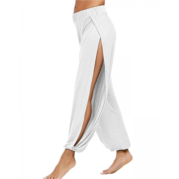Bestshe Womens Yoga Harem Pants Casual Loose Side Slit Hippie Palazzo Pants 